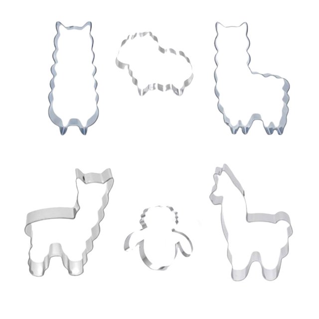 6pcs Stainless Steel Cookie Cutter DIY Biscuit Mould Baking Tools Alpaca Shape Baking Mold (Random Pattern)