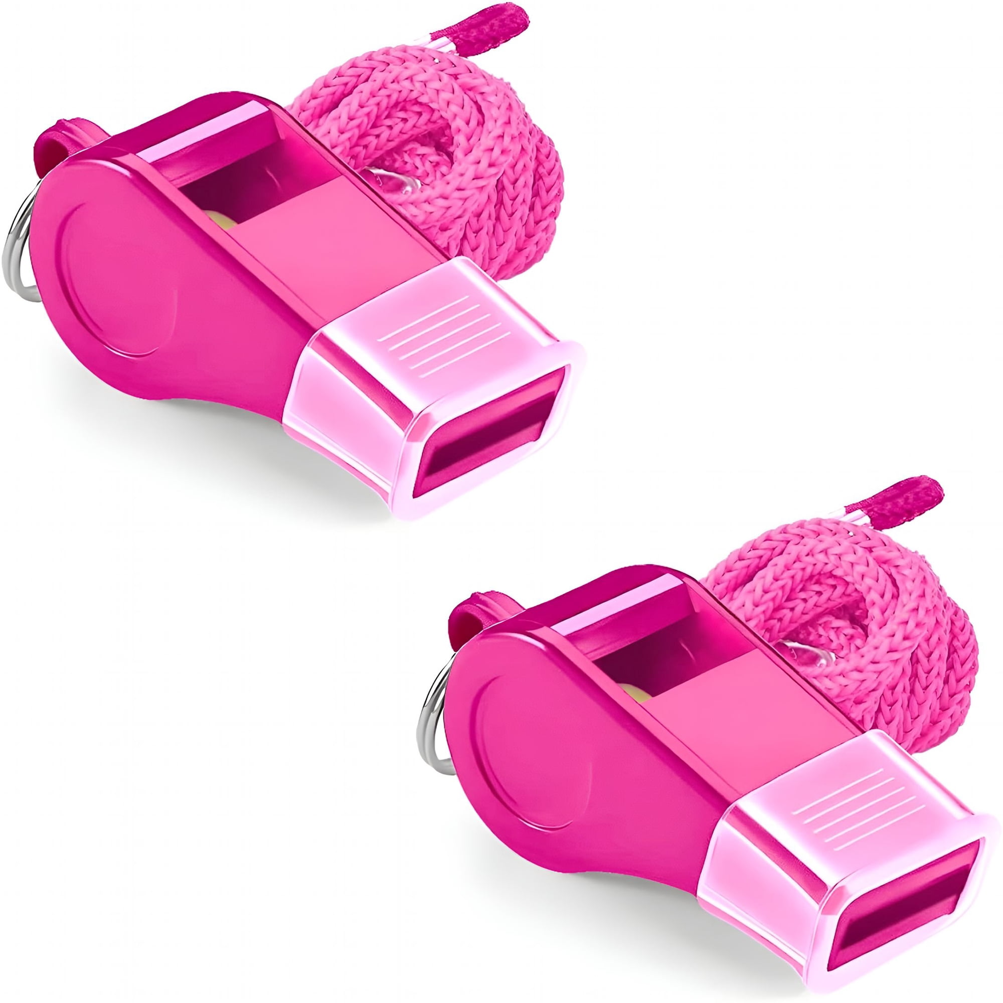 RIVONO 2 Pcs Pink Plastic Whistle with Lanyard and Mouthpiece - Loud Crisp Sound & Bright Colors for Coaches, Teachers, Referees, Lifeguards & Emergency Outdoor Sports