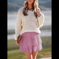 thumbnail image 4 of Falda Pantalón con Volantes Escalonados para Mujer, Informal, de Cintura Alta, Color Violeta, Talla XL, 4 of 8