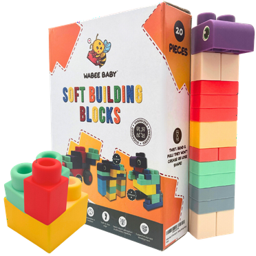 Big Soft Baby Blocks, Toddler Blocks for 6m  20-Piece for Building Stacking Playing with Booklet Gift Giftable Toys
