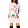 thumbnail image 5 of Sudaderas con capucha de otoño para mujer, sudaderas largas de HELLO KITTY con diseño de patchwork, sudaderas ajustadas a la moda para mujer, sudaderas con capucha, abrigos casuales para mujer, 5 of 5