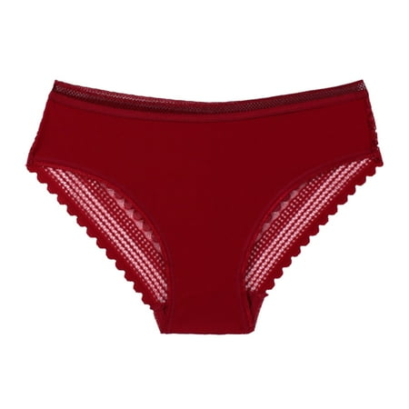 

Women s Low Waist Mesh Briefs Solid Color Cotton Crotch Underwear Panties