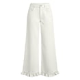 thumbnail image 6 of Women's High Waist Wide Leg Pants With Ruffle Hem Casual Loose Flared Trousers With Pockets, 6 of 6
