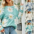 thumbnail image 2 of Utoimkio Clearance Women's Color Block Oversized Sweaters Long Sleeve Crewneck Pullover Sunflower Print Knit Jumper Tops Fall Sweaters for Women, 2 of 7