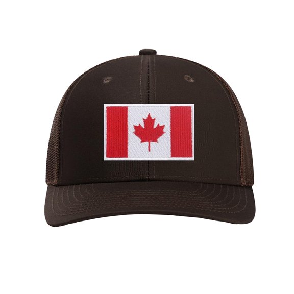 XIAOCHA Men's Canada Flag Embroidered Trucker Hat Breathable Outdoor Sun Protection Baseball Cap Dad Hat,Coffee