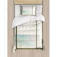 thumbnail image 3 of Beach Duvet Cover Set Queen Size, Apartment Scenery with Wavy Sea Ocean Coastal Home Design Arwork, Decorative 3 Piece Bedding Set with 2 Pillow Shams, White Black and Pale Blue, by Ambesonne, 3 of 3
