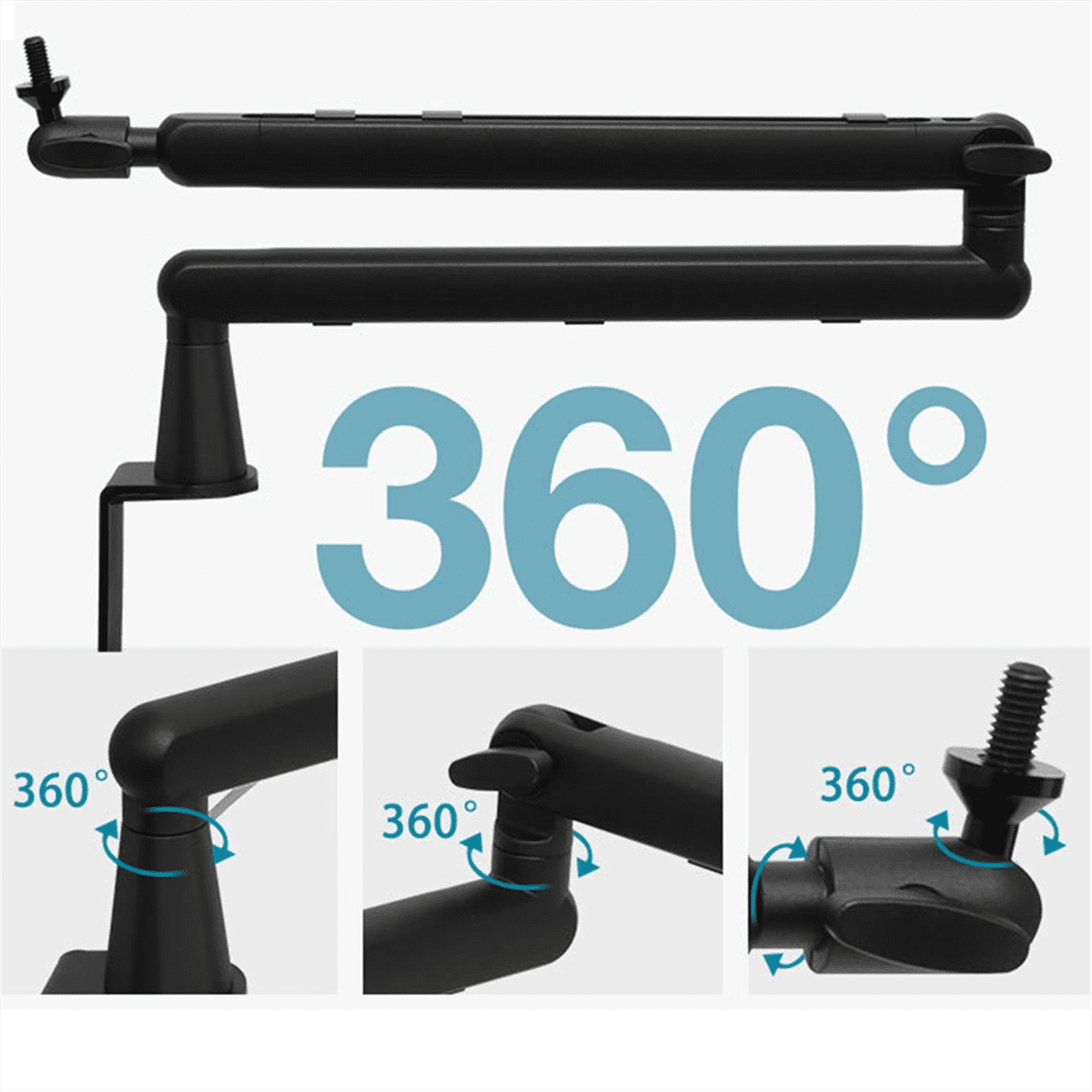 TOP! Thin Microphone Arm, Boom Arm Desktop Stand with Clip,Adjustable Cantilever for Phone Tablet