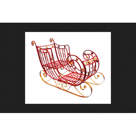 Sunset Vista Star Sleigh Christmas Decoration Red Metal 38 in.