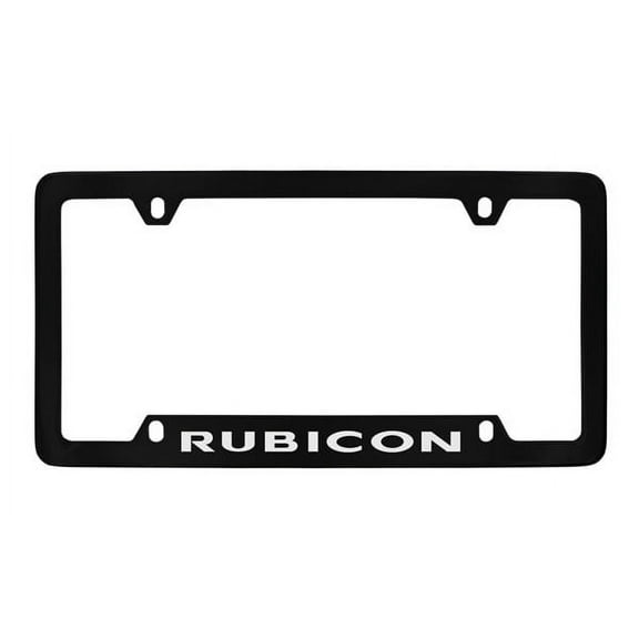 Jeep Rubicon Black Coated Metal Bottom Engraved License Plate Frame Holder