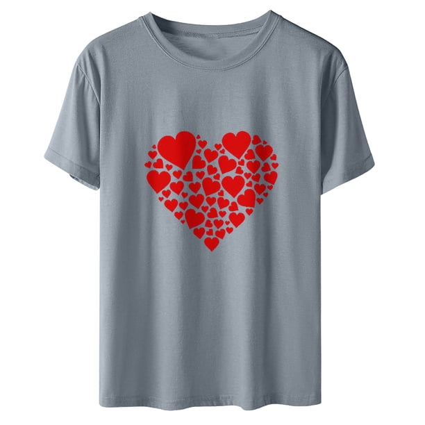 Camiseta de mujer Camisetas divertidas y lindas de manga corta Camiseta de otoño Hearth Love Camiseta de regalo Tops Blusa Regalo para parejas Pompotops hfajkhk124751