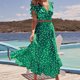 thumbnail image 3 of Falda Larga Superior Casual Traje de falda de 2 piezas con mangas con volantes Traje de diario para damas con cuello en V profundo (Verde XL) Cgtredaw para Mujer Verde T L, 3 of 6