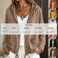 thumbnail image 3 of IUYRTFE Women's Cotton Linen Zip Up Hooded Jacket Long Sleeve Relaxed Fit Casual Lightweight Coat, 3 of 6