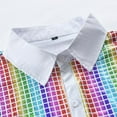 thumbnail image 5 of YLSDY Rainbow Sequin Mens Shirt Vintage Mens 70s Disco Outfits Button Down Long Sleeve Prom Party Costume Shiny Dance Shirt Multicolor XXL, 5 of 7