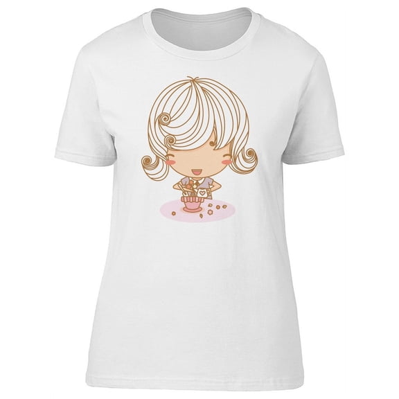 Cute Cartoon Girl Watering Tree Tee Women's -Image by Shutterstock