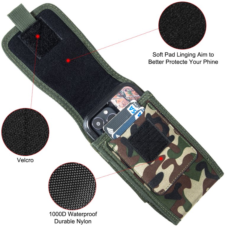 Fondina Porta Smartphone Tattico Xhorizon In Nylon 1000D - Cinturone Con Passante E MOLLE, Grande Capacità
