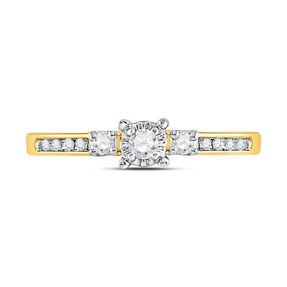 10K Yellow Gold Womens Round Diamond 3-stone Promise Ring 1/6 Cttw, Womens Size: 5-10