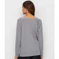 thumbnail image 7 of Women's PJ Harlow FRANKIE Rib Long Sleeve V-Neck with Side Slits (Dark Silver M), 7 of 7