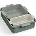 thumbnail image 3 of Best Choice Products Ceramic Bakeware Set of 3 Casserole, Loaf, and Square Dishes w/ Handles - French Gray, 3 of 10