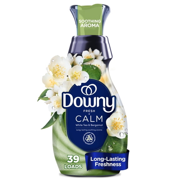 Downy Calm Liquid Fabric Softener, White Tea and Bergamot scent, 26 fl oz, 39 Loads