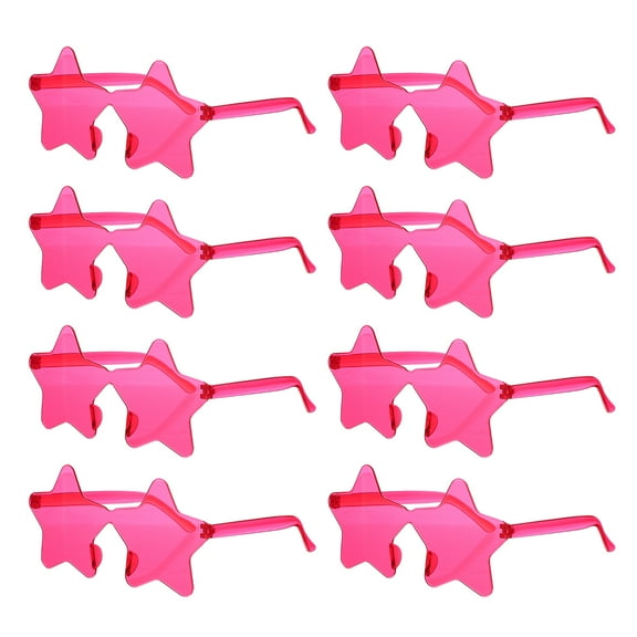 8 Pcs Star Shaped Sunglasses for Beach Party Rainbow Glass Birthday Rose red