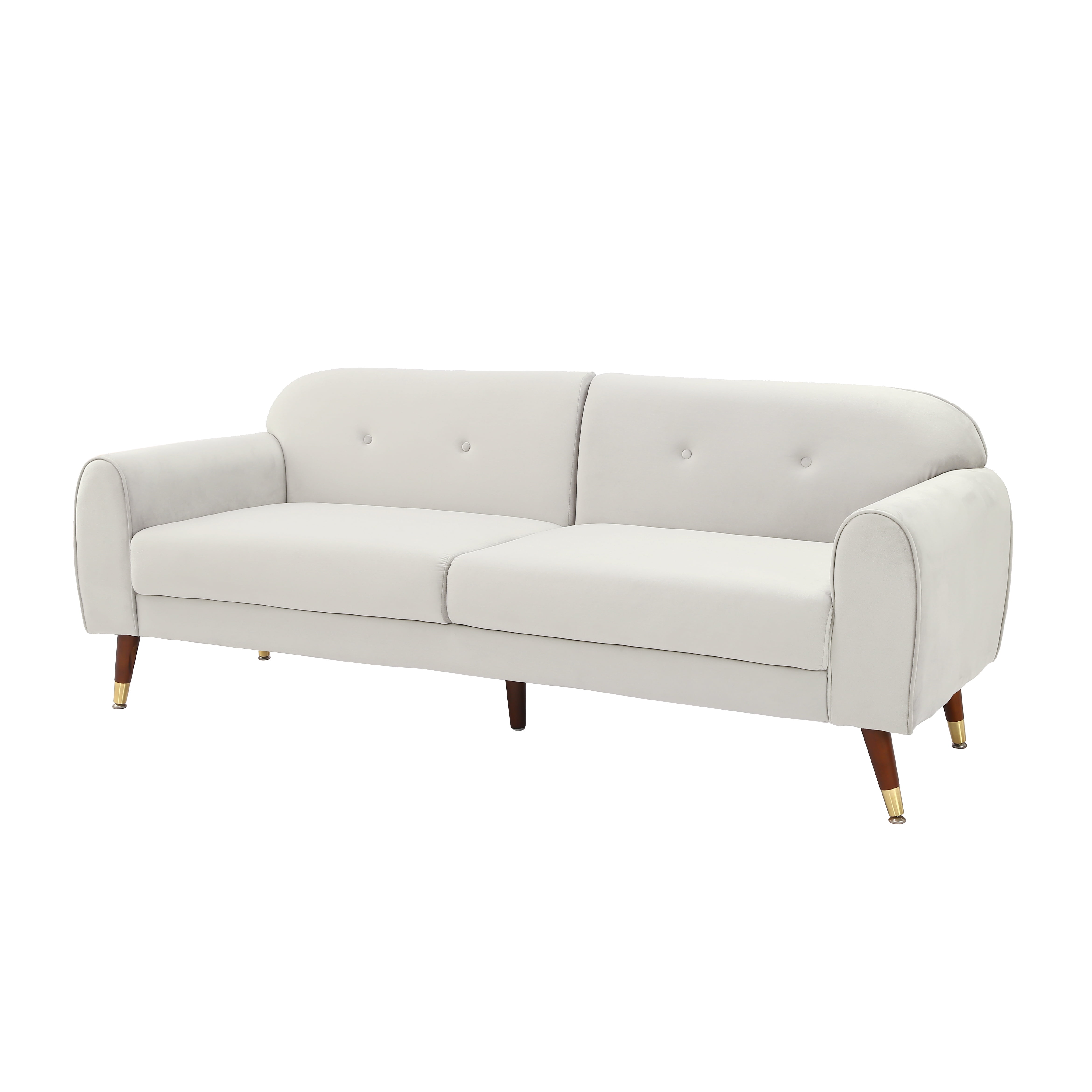 BSHTI 76 inch Modern Velvet Sofa Couch with Curved Back, Sofa Sleeper Button Tufting and Tapered Legs, Beige