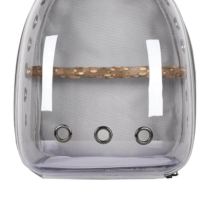 facefd Bird Carrier Cage Shoulder Bag Pet Parrot Travel Clear Backpack Gray