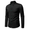 thumbnail image 2 of safuny Men's Slim Dress Shirt Long Sleeve Button Down Embroidered Casual Top Black L, 2 of 6