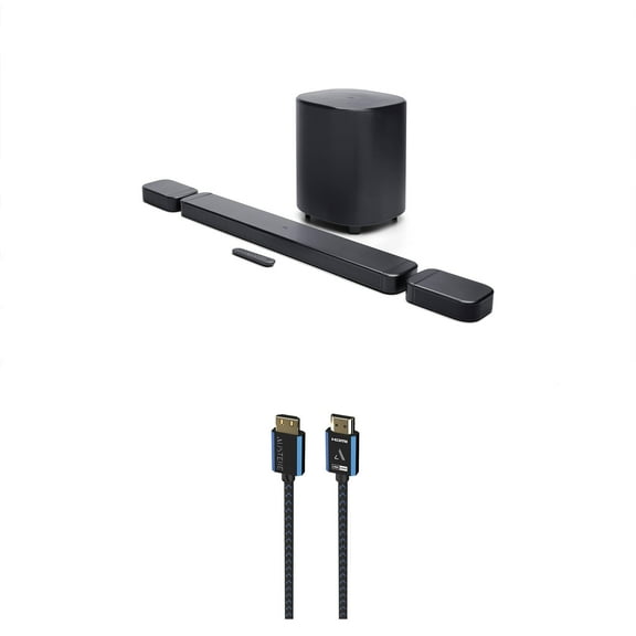 JBL BAR-700-MK2 Surround Sound 4K Dolby Atmos Passthrough Soundbar with an Austere 5S-4KHD2-2.5M V-Series 2.5m Premium 4K HDR HDMI Braided Cable (2025)