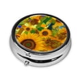 thumbnail image 2 of ZICANCN Round Pill Box Organizer with 3 Compartment, Bunch Sunflowers Yellow Portable Travel Pill Cases for Pocket or Purse, 2 of 6