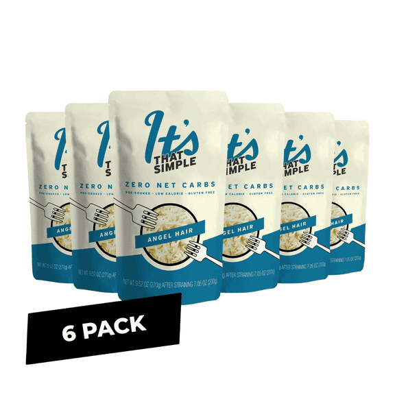 It’s That Simple  Angel Hair Pasta – Low Carb, Gluten Free Keto Pasta, Vegan Konjac Noodles, Non-GMO & Only 4.5 Calories Per Serving (6 Packs)