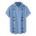 thumbnail image 4 of Lumtrix Mens Short Sleeve Cuban Camp Guayabera Shirt Hippie Summer Beach Button Down Shirts Sky Blue XL, 4 of 4