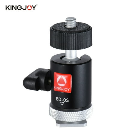 Camera Shoe Mount Kingjoy BD-0S Mini Ball Head Mount with Hot Shoe Adapter for LED Light Monitor Tripod DSLR Camera Camcorder Video Studio Photo ()