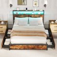 thumbnail image 2 of Gymax Queen Size LED Bed Frame w/2-Tier Storage Headboard & 4 Drawers Charging Station, 2 of 10
