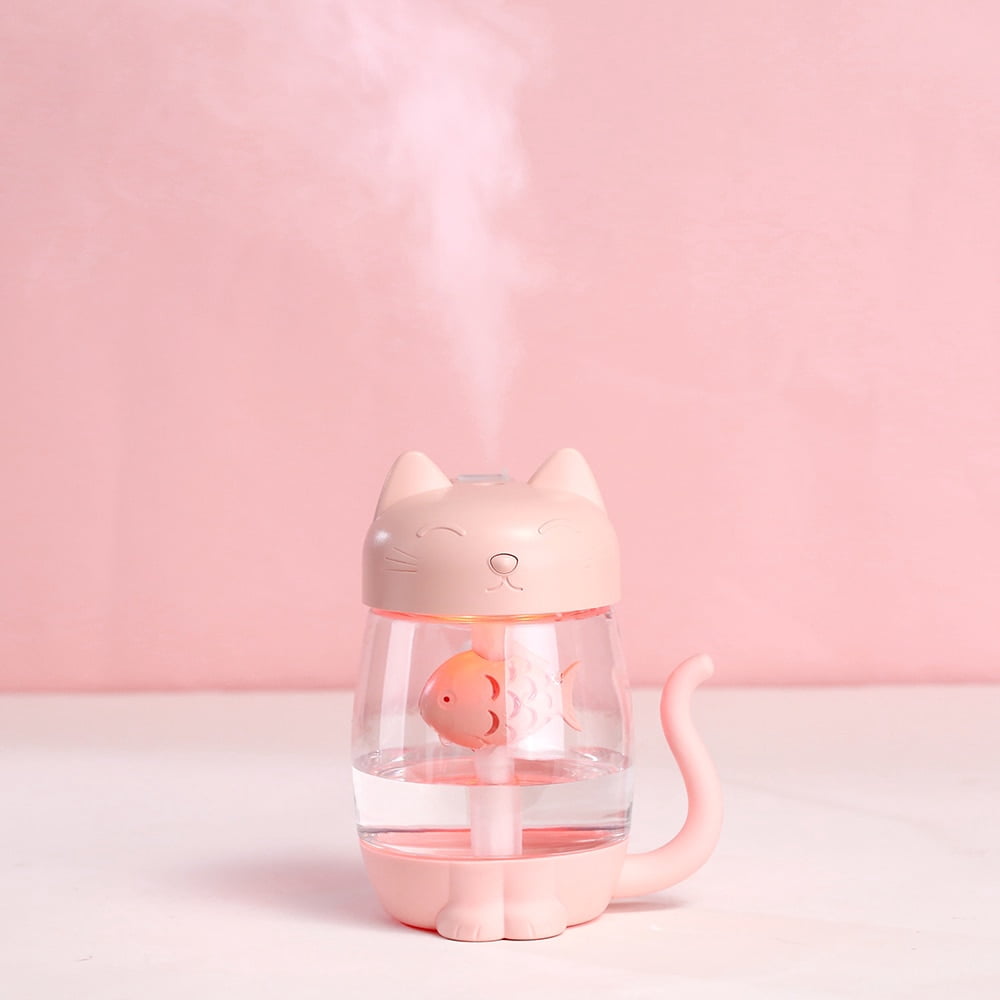 350ML Air Humidifier with Light Ultrasonic Adorable Cat Mini USB Humidificador Silent Color Light 3 In 1 Aroma Diffuser for Car
