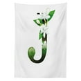 thumbnail image 3 of Ambesonne Letter J Tablecloth Rectangular Table Cover, Abstract Jasmine and J, 60"x90", Green White Black, 3 of 4