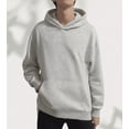 thumbnail image 4 of Men's Light Gray Oversized Pullover Hoodie with Pocket, Casual Fleece Sweatshirt, Loose Fit Blouse, Winter Warm Top, 4 of 6