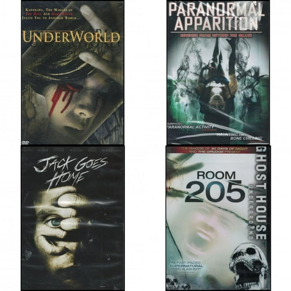 Horror 4 Pack DVD Bundle: Under World : Paranormal Apparition: Revenge From Beyond The Grave : Jack Goes Home : Room 205