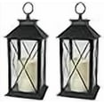 thumbnail image 2 of Lanterns Black Decorative Lighted with Cross Bar Design - LED Pillar Candle with 4 Hour Timer Included - Remote Control - Hanging or Sitting Decoration - Set of 2 - 13" H, 2 of 4