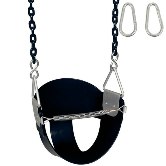 Swing Set Stuff Inc. Highback Half Bucket (Black) with 8.5 Ft. Coated Chain