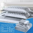 thumbnail image 6 of Bedduvit King Size Quilt Set - 100% Cotton Gray(Grey)/White Floal Striped Quilted Bedspread, Modern Classic Lightweight King Size Coverlet, 3-Piece Quilt Bedding Set with 2 Pillow Shams (98"x106"), 6 of 10