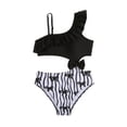 thumbnail image 4 of Xmyrz Swimsuit For Girls One Piece Cute Bowknot Ruffle One Shoulder Waist Cutout Bikini Girls Bathing Suit, 4 of 7