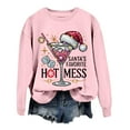 thumbnail image 4 of Women's Christmas Santa's Favorite Printed Crew Neck Sweatshirt Knit Long Sleeve Ladies Sweatshirts Hoodie Workout Women Graphic Workout Tops Women Distressed Pullover Extra Long Sweatshirt, 4 of 4