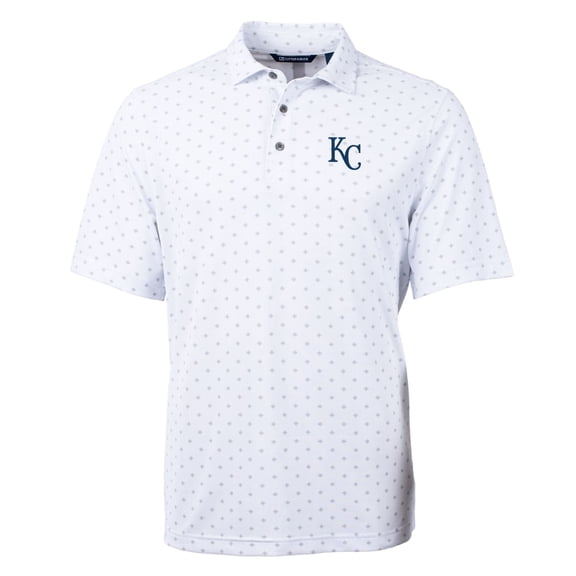 Men's Cutter & Buck White Kansas City Royals Big & Tall Virtue Eco Pique Tile Print Polo