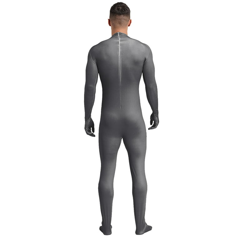 最安値☆Open back body suit YONGHS Mens Spandex Open Face Zentai Suit Costume Back Zipper