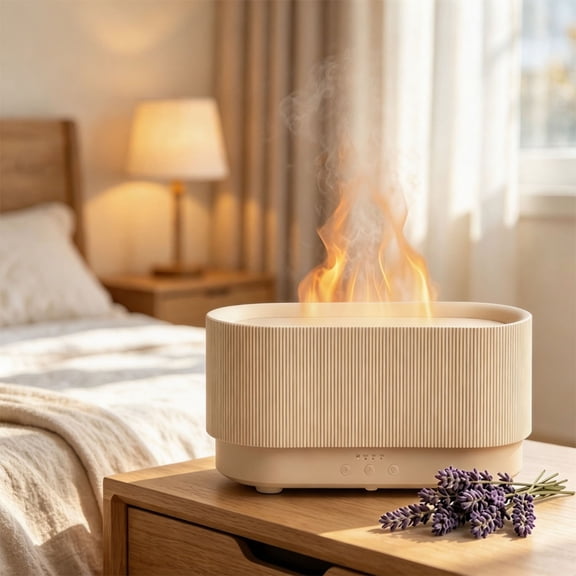 Flame Effect Essential Oil Diffuser Ultrasonic Cool Mist Humidifier with Adjustable Timer Quiet for Bedroom Living Room Bathroom Home Decor