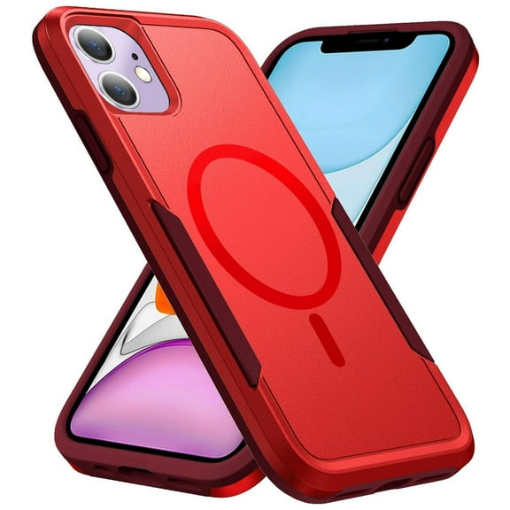 Military Grade TUFF Hybrid Armor Case with MagSafe for iPhone 16 Plus - Red