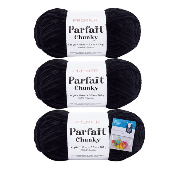 Paquete de 3 unidades de felpilla gruesa Parfait de Yarns Premier Yarns, 100 g