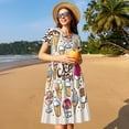 thumbnail image 4 of Fotbe Ice Cream Pattern Dress Casual Womens Fashion Short Sleeve Maxi Dress T Shirt Dress Striped Long Color Block Maxi Dress, 4 of 6