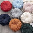 thumbnail image 4 of Round Throw Pillow Velvet Home Decoration Pleated Round Pillow Cushion for Couch Chair Bed Car Orange, 4 of 12