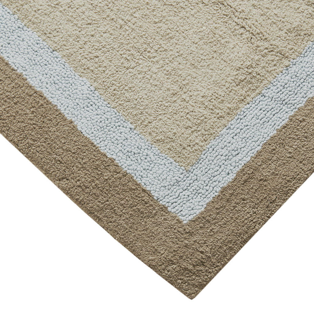 MAYEERTY Non-Slip Bathroom Rug, Medium Pile Cotton Tufted Bath Mat, Machine Washable, Blue, 24"W x 60"L
